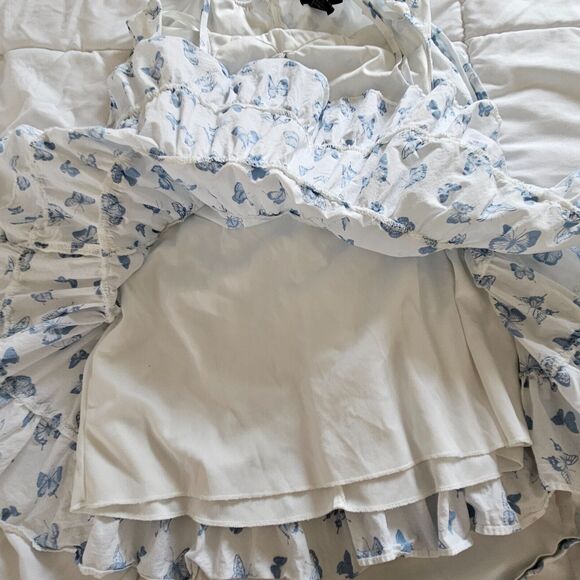 B Smart Dress Juniors Womens Sz 7 Mini Tiered Butterfly Y2K Coquette Babydoll - Picture 6 of 15